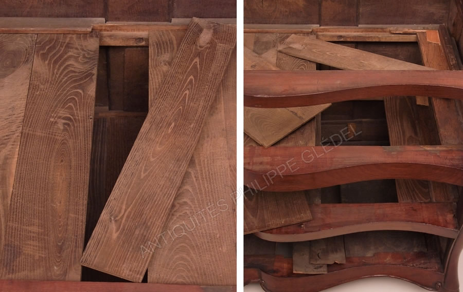 Commode malouine de corsaire en acajou démontable et ses planchers de châtaignier